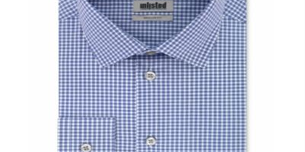 Kenneth Cole Men's Check Machine Wash Dress Shirt Blue Size 18 18/5