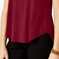Alfani Women's Satin Trim High Low T-Shirt Maroon Size Petite XL