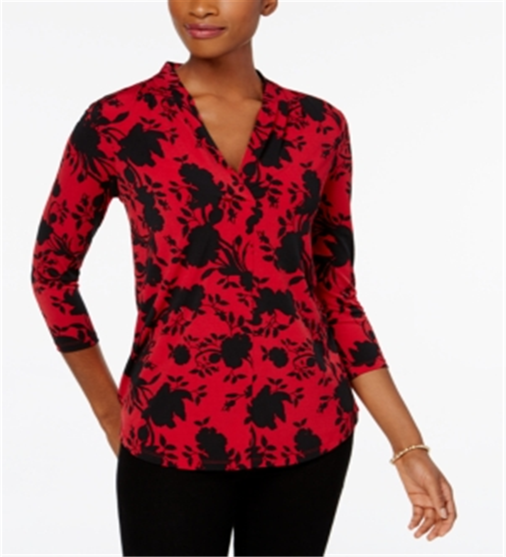 Charter Club Women's Printed Top Pink -Size Petite XL