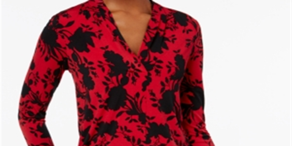 Charter Club Women's Printed Top Pink -Size Petite XL
