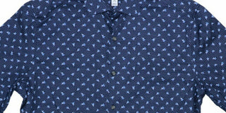 Bar III Men's Printed Casual Button Down Shirt Blue Size S