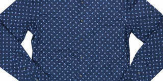 Bar III Men's Printed Casual Button Down Shirt Blue Size S