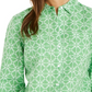 Charter Club Women's Printed Tab Sleeve Shirt Green Size XX-Large