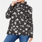 Karen Scott Women's Floral Print Striped Funnel Neck Top Black Size Petite L