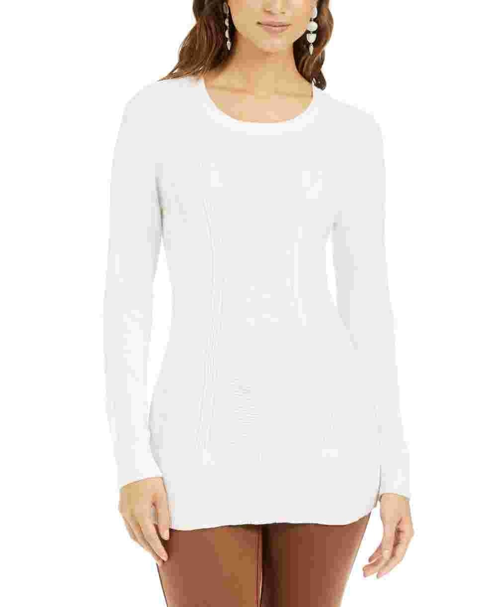 Style & Co Women's Mixed-Stitch Sweater White Size Large