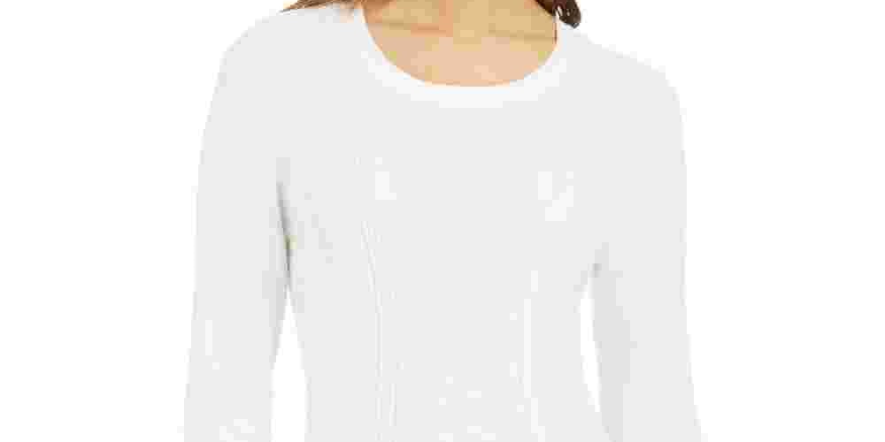 Style & Co Women's Mixed-Stitch Sweater White Size Large