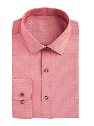 Bar III Men's Polka Dot Collared Classic Fit Cotton Dress Shirt Red Size 16-16.5