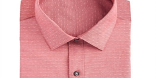 Bar III Men's Polka Dot Collared Classic Fit Cotton Dress Shirt Red Size 16-16.5