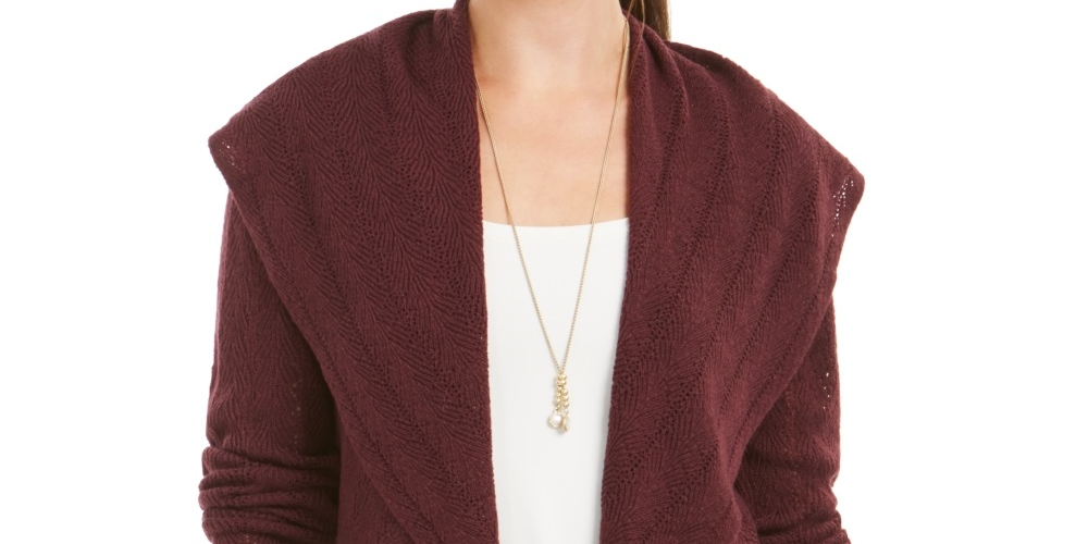 Style & Co Women's Pointelle Cardigan Purple Size Small