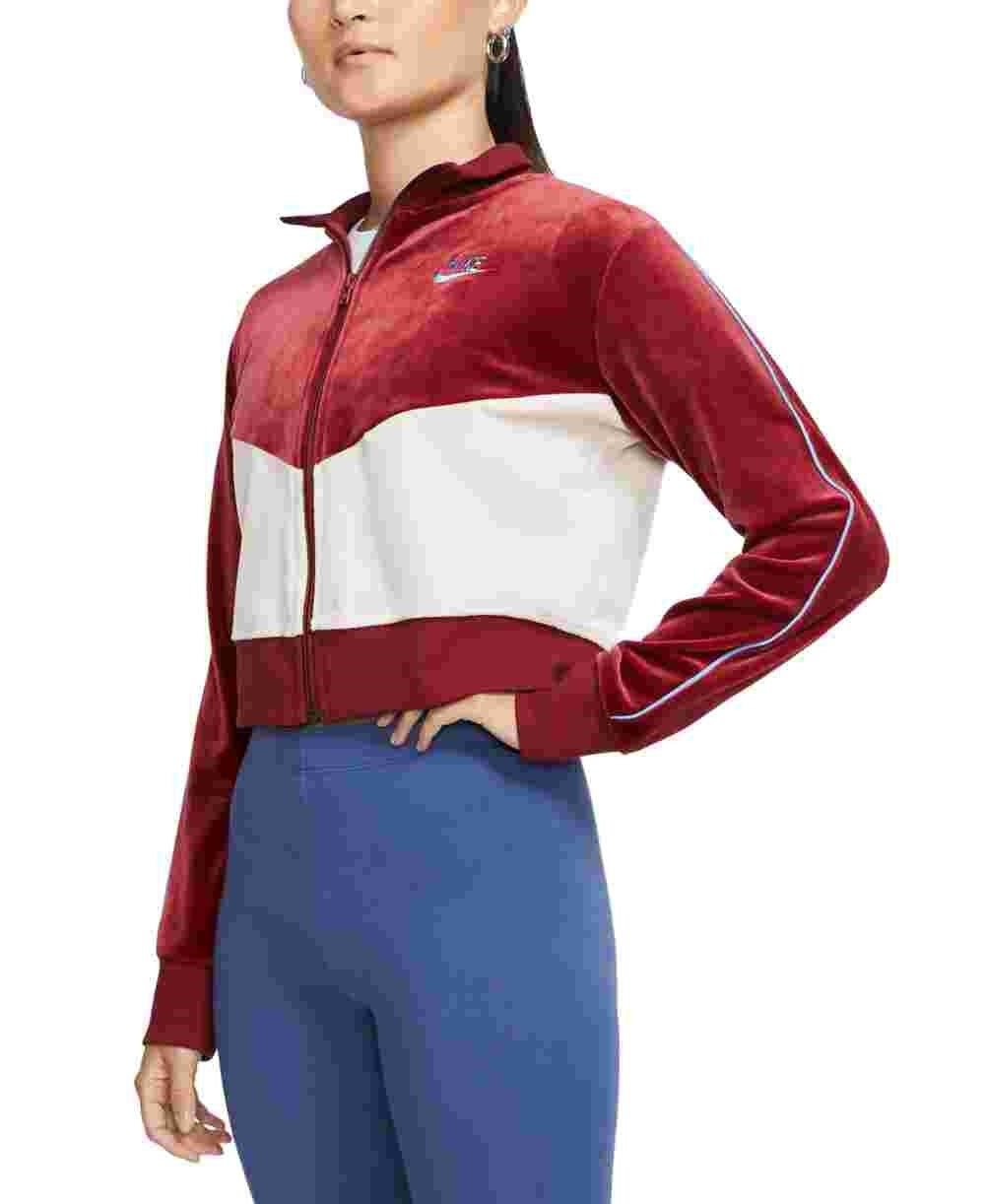 Nike Women's Fitness Velour Track Jacket Red - White Size X-Large