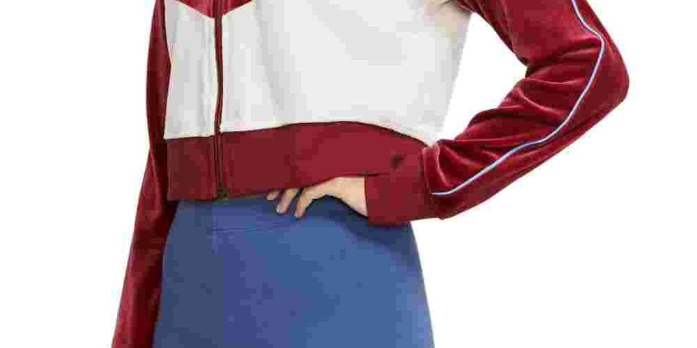 Nike Women's Fitness Velour Track Jacket Red - White Size X-Large