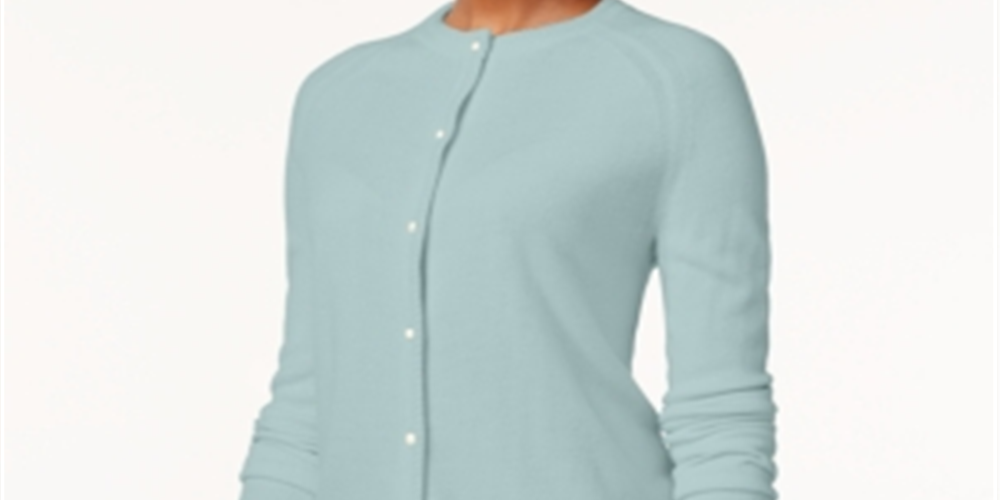 Karen Scott Women's Bead Button Cardigan Blue Moon Size X-Large