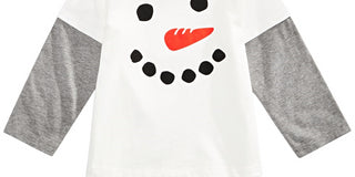 First Impressions Baby Boys Snowman-Print Layered-Look Cotton T-Shirt White Size 24MOS