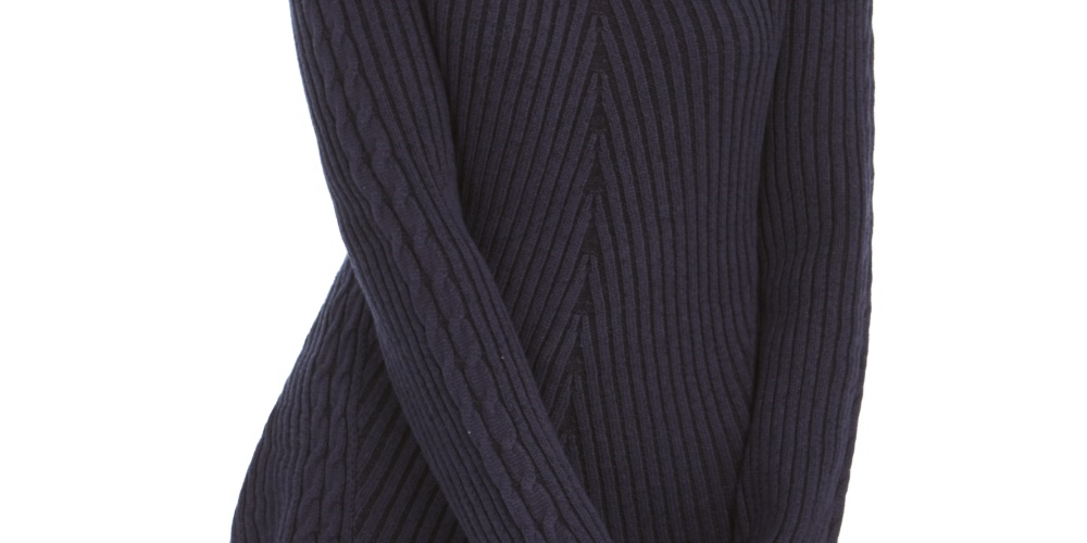 Style & Co Women's Ribbed Knit Sweater Navy Size Large