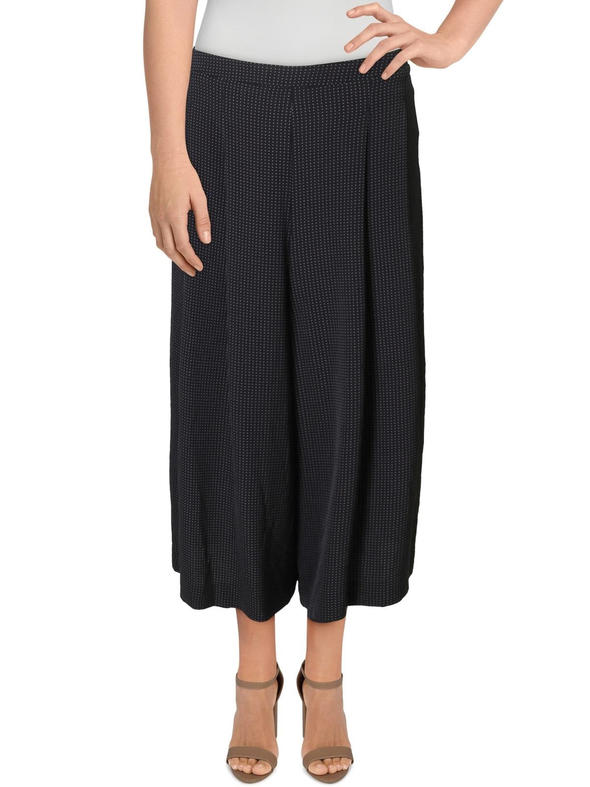 Anne Klein Women's Polka Dot Wide Leg Culottes Charcoal Size Large