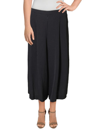 Anne Klein Women's Polka Dot Wide Leg Culottes Charcoal Size Large