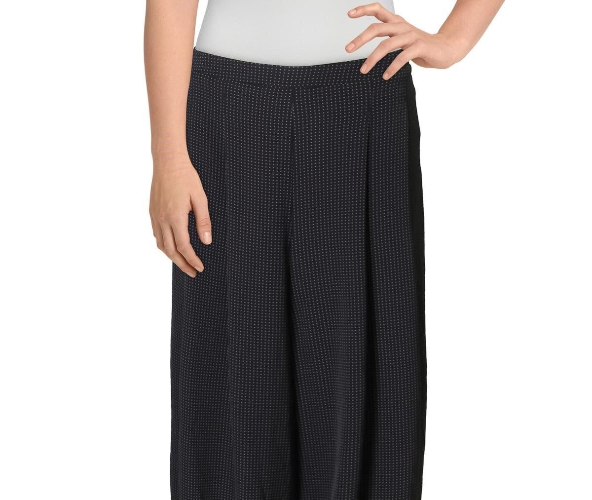 Anne Klein Women's Polka Dot Wide Leg Culottes Charcoal Size Large