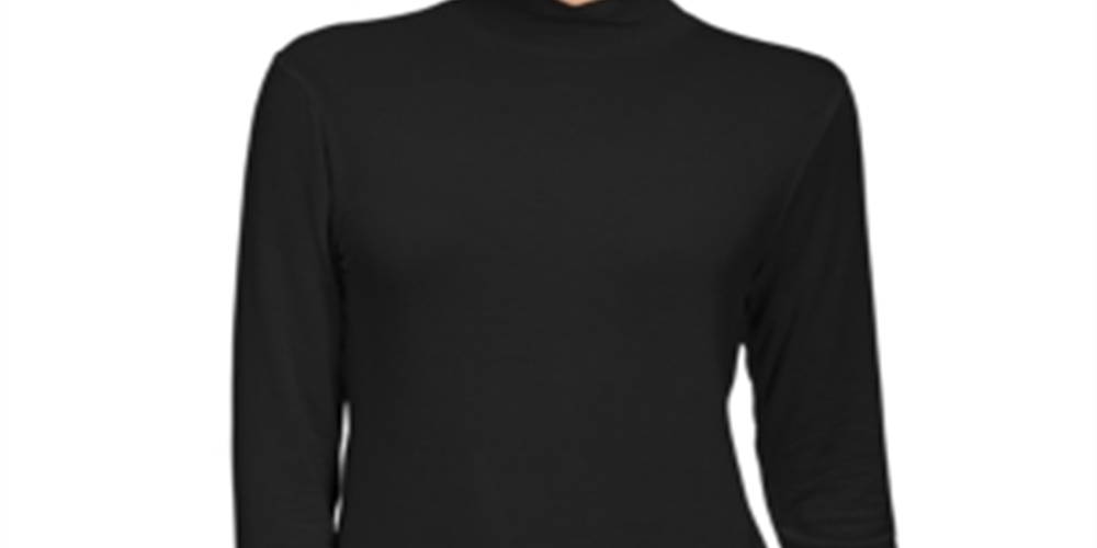 Style & Co Women's Mock Neck Top Black Size Petite X-Large