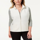 Karen Scott Women's Fleece Zip Front Vest Eggshell Size Petite S