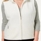 Karen Scott Women's Fleece Zip Front Vest Eggshell Size Petite S