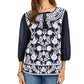 Style & Co Women's Cotton Peasant Blouse Navy Size Medium