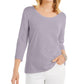 Style & Co Women's 3/4-Sleeve Scoop-Neck Top   Purple Size Small