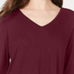 Style & Co Women's V-Neck Chiffon-Hem Top  Red Size Large