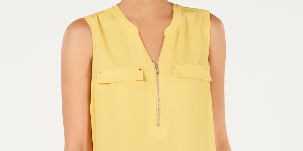 JM Collection Women's Zip-Front Utility Top Gold Size Large