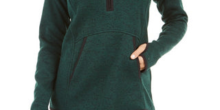 Ideology Women's Quarter-Zip Hoodie Sweater Green Size X-Small