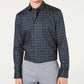 Bar III Men's Navy Easy Care Patterned Collared Slim Fit Cotton Dress Shirt Blue Size 16.5X32-33