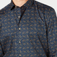 Bar III Men's Navy Easy Care Patterned Collared Slim Fit Cotton Dress Shirt Blue Size 16.5X32-33