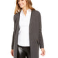 Charter Club Women's Milano Cotton Open-Front Cardigan Gray Size X-Small