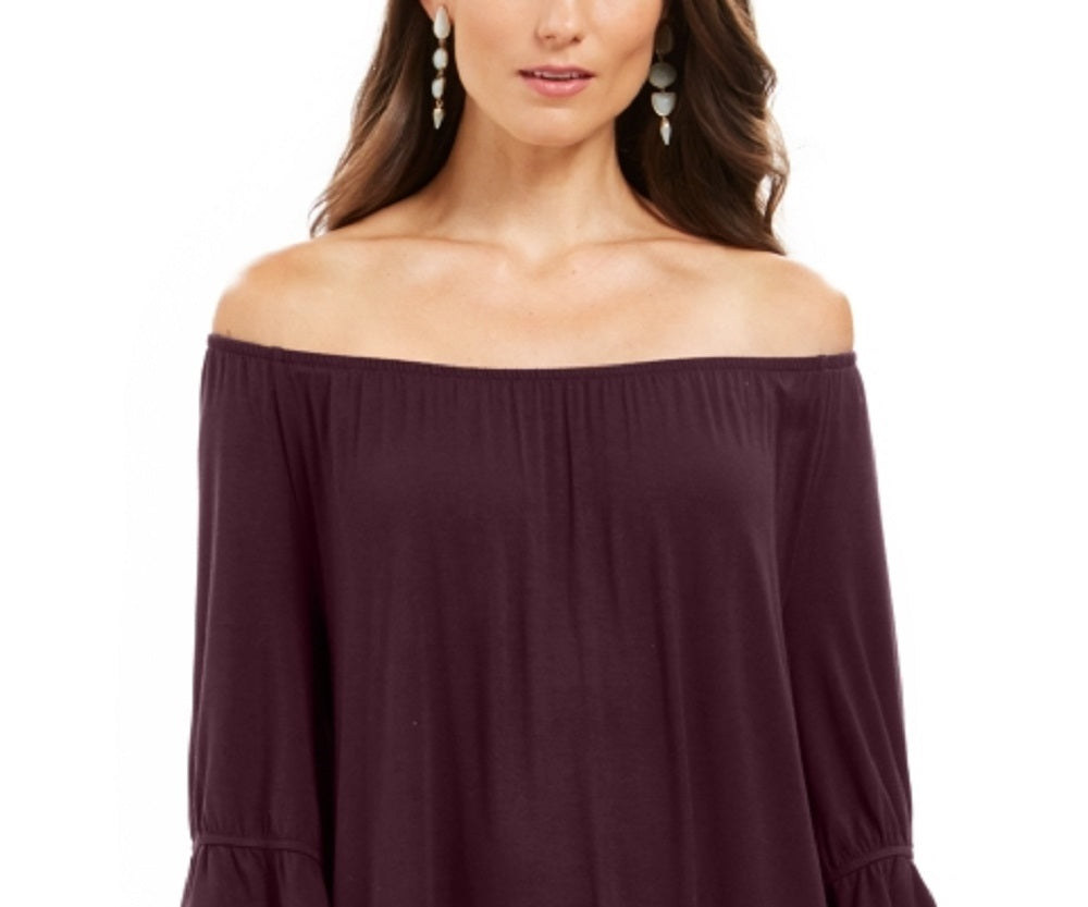 Style & Co Women's Off-The-Shoulder Ruffled Dress  Purple Size XX-Large