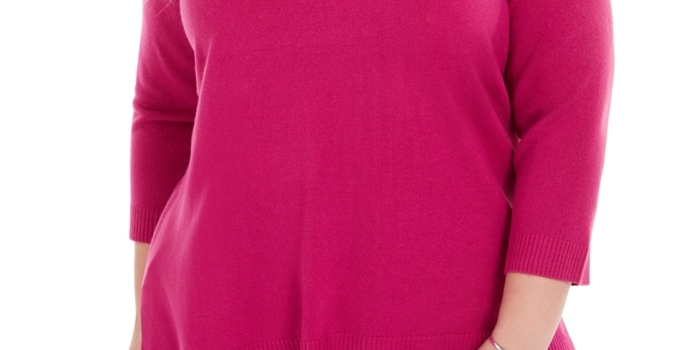 Karen Scott Women's Plus Size V-Neck Luxsoft Sweater Pink 0X