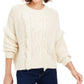 Sage The Label Women's Ivory Long Sleeve Jewel Neck Sweater Beige Size Medium