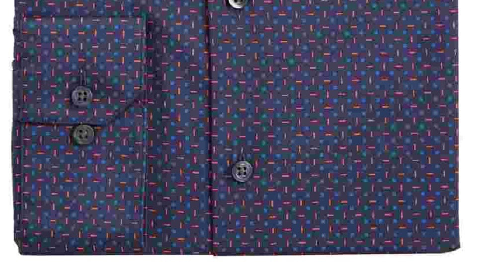 Alfani Men's Printed Collared Slim Fit Stretch Dress Shirt Navy Size 16.5X32-33