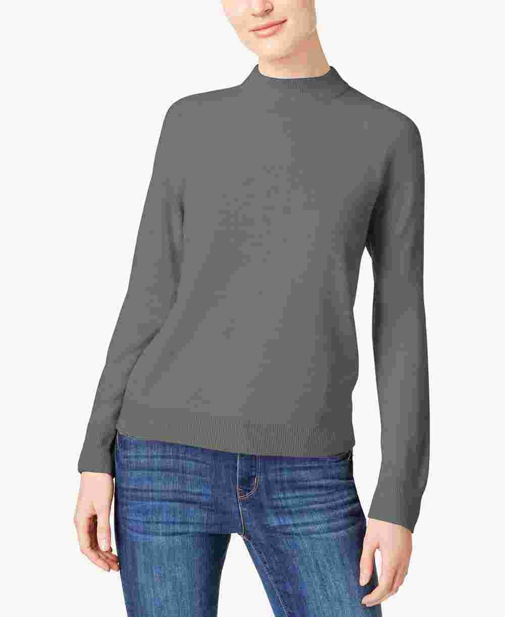 Karen Scott Women's Long Sleeve Turtle Neck Blouse Sweater Gray Size X-Large