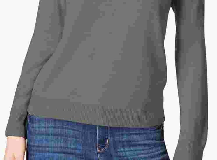 Karen Scott Women's Long Sleeve Turtle Neck Blouse Sweater Gray Size X-Large