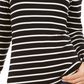 Charter Club Women's Striped Turtleneck Top Black Size Small