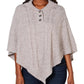 Karen Scott Women's Shawl Collar Poncho Gray-White Size S/M
