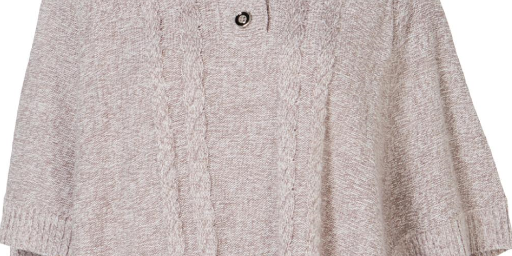 Karen Scott Women's Shawl Collar Poncho Gray-White Size S/M