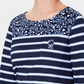 Karen Scott Women's Petite Ditsy Floral & Striped Pocket Top Navy Petite Small