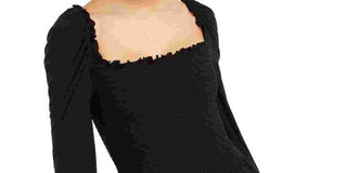 Bar III Women's Smocked Square-Neck Top Black Size Medium