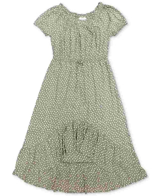 Style & Co Women's High-Low Peasant Dress Green Size Medium