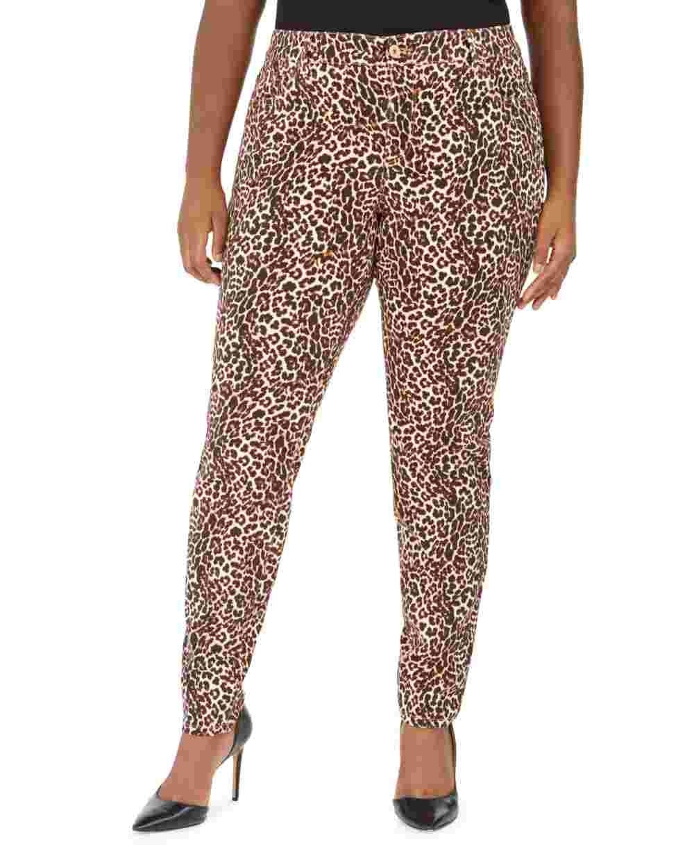 Jones Apparel Women's Brown Animal Print Pants Plus  Orange Size 18W