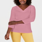 Karen Scott Women's Eyelet V Neck Cotton Top Pink Size Petite XL