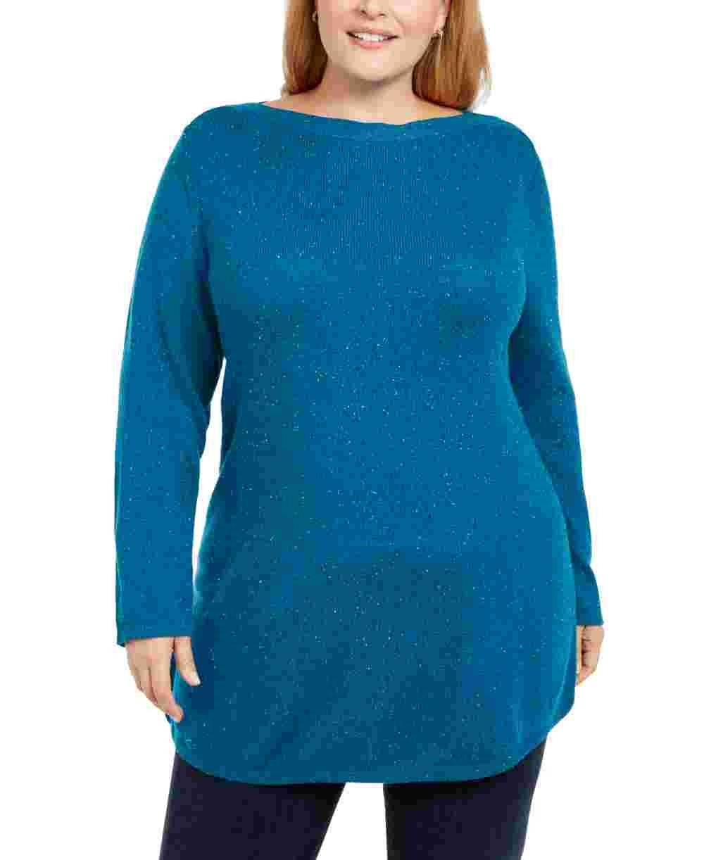 Karen Scott Women's Plus Size Curved Hem Tunic Blue Size 2X