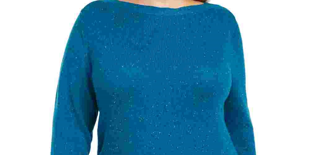 Karen Scott Women's Plus Size Curved Hem Tunic Blue Size 2X