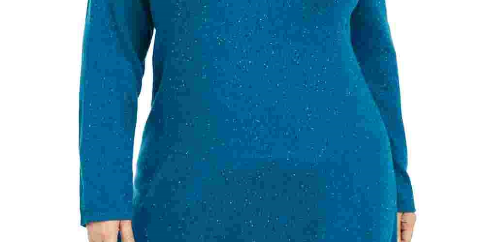 Karen Scott Women's Plus Size Curved Hem Tunic Blue Size 2X