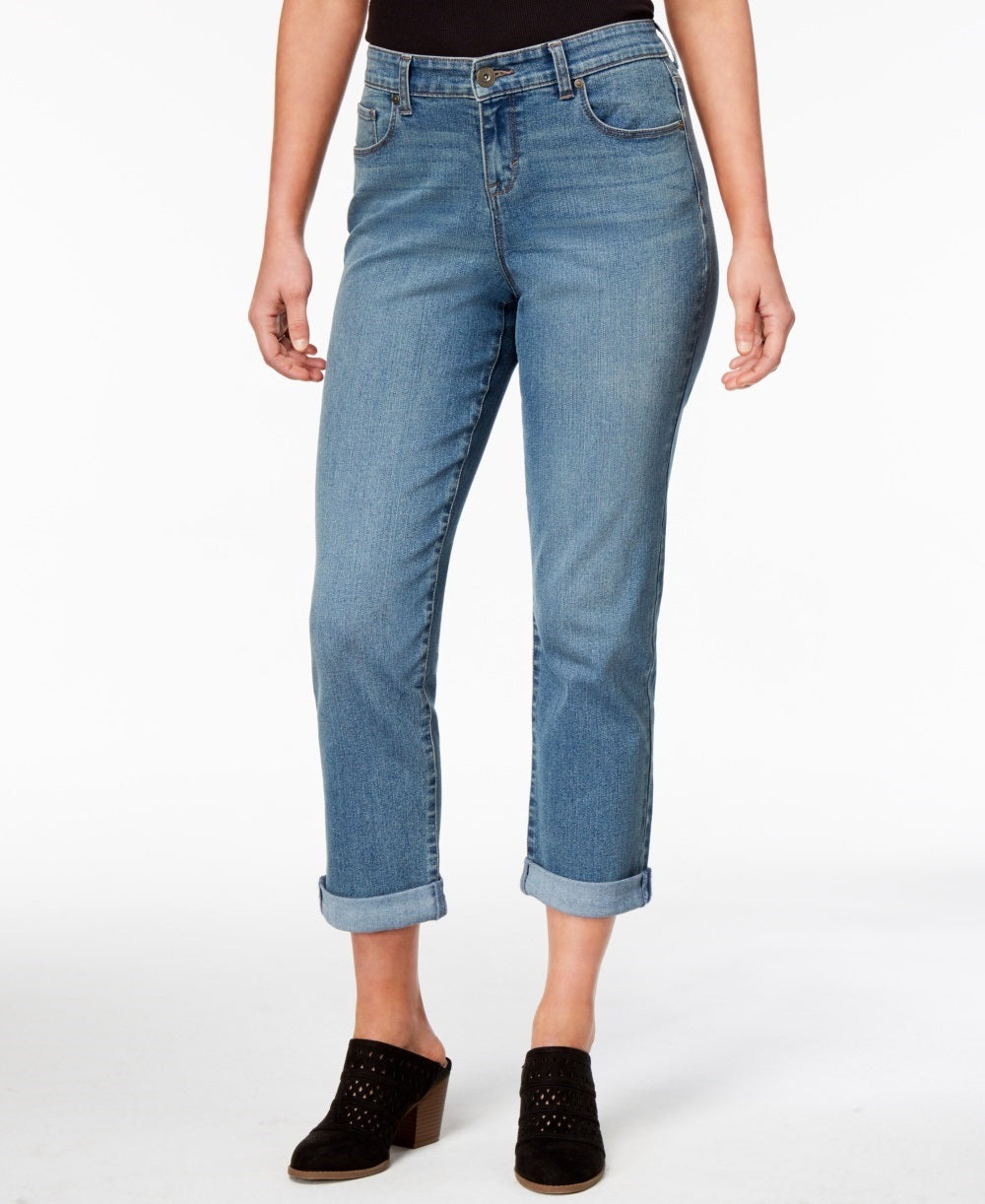 Style & Co Women's Curvy Fit Boyfriend Jeans Blue Size 4 Petite